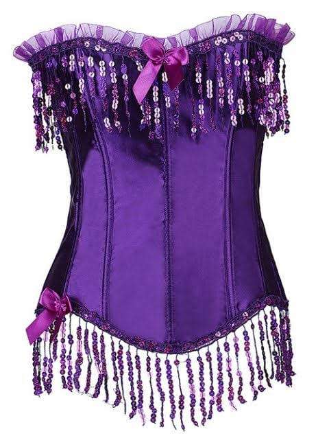 Purple Tassle Sequins Corset Size Small to Medium
