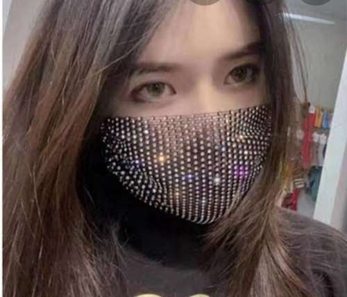 Designer Rhinestone Face Mask