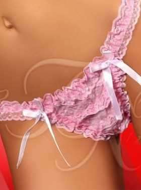 Set of 2 beautiful pink/ pink& black lacey thong - Small to Medium