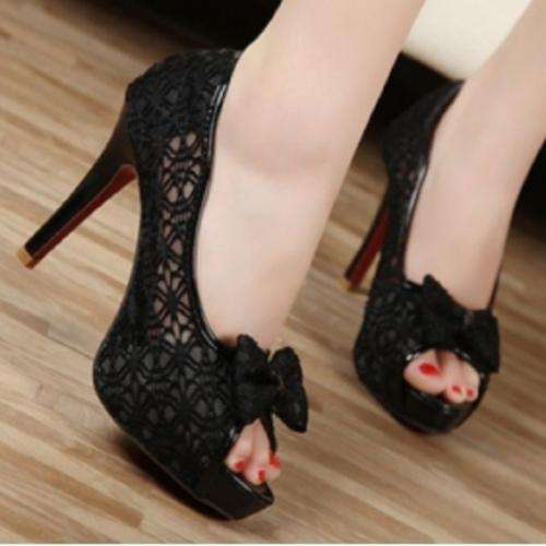 2012 Lace Bowknot Fish Mouth Stiletto Sandal
