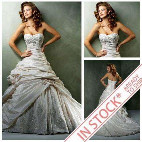 FREE SHIPPING - Ivory Taffeta Best Selling Ball Gown Wedding Gowns and Bridal Dress- US Size 2 to 16