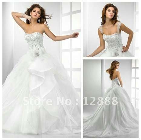 FREE SHIPPING - New Style Wholesale Price Organza Tulle Bridal Wedding Dresses  - US Size 2 to 26W
