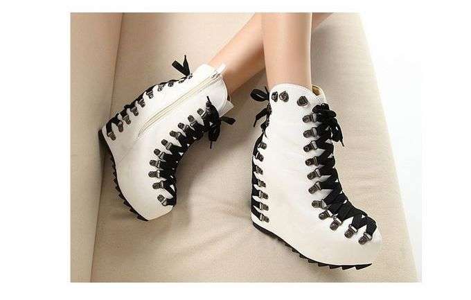 European Lace Up Wedge Boots