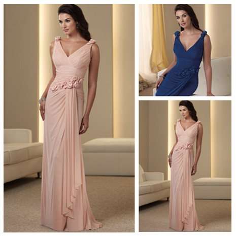 FREE SHIPPING - Floor Length Chiffon Mother of Bridal Dress Custom Made  - US Size 2 to 22W
