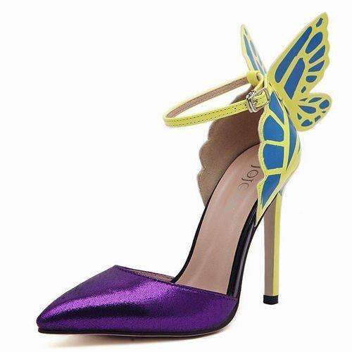 Fashion Patent leather Mixed color Butterfly adorn