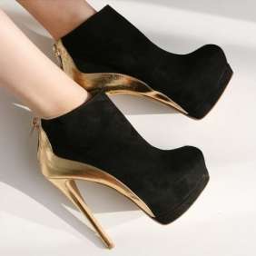Fashion Temperament Platform Suede splice Zipper - Size 2 to 6