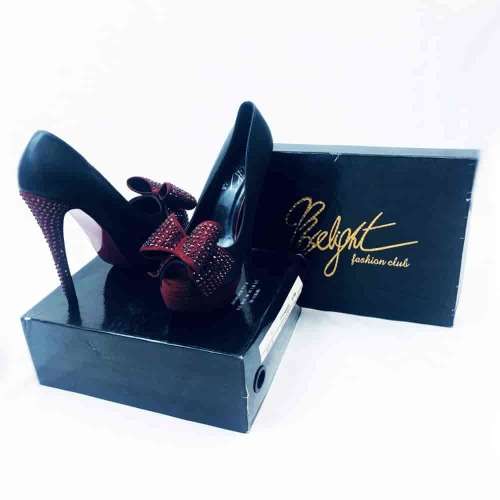 SIZE 4 SHOES. Belight Fashion Club Black & Plum Heels Size 4
