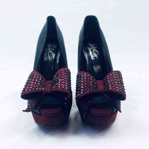 SIZE 4 SHOES. Belight Fashion Club Black & Plum Heels Size 4