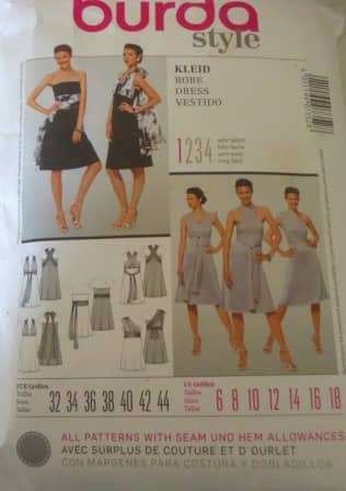 BURDA STYLE 7352 STUNNING INFINITY DRESS SIZE 6-8-10-12-14-16-18 COMPLETE