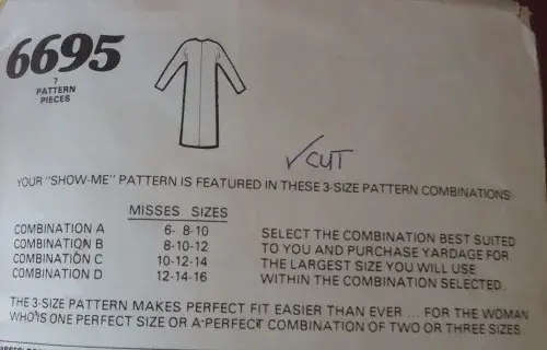 McCALLS SHOW ME 6695 DRESS SIZE B 8-10-12 COMPLETE