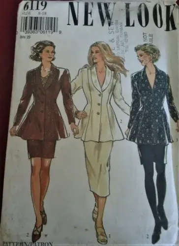 NEW LOOK PATTERNS 6119 TOP WITH TIEBACK -LONG & SHORT SKIRT SIZES 8 - 18 COMPLETE-UNCUT-F/FOLDED