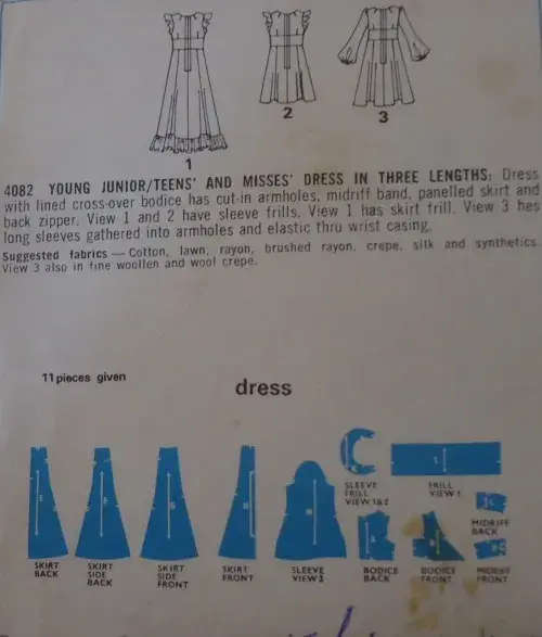 STYLE 4066 DRESS WITH TUCKS WITH LOWERED NECKLINE SIZE 12 BUST 34` COMPLETE