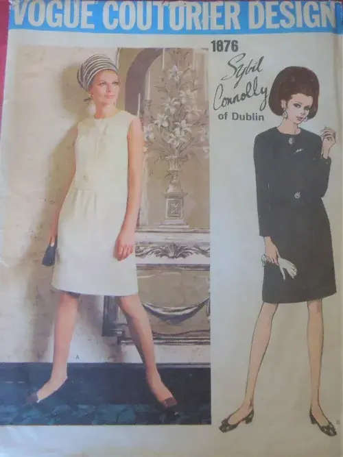 VINTAGE VOGUE 1876 COUTURIER DESIGN - DRESS SIZE 14 BUST 36` COMPLETE-UNCUT-F/FOLDED