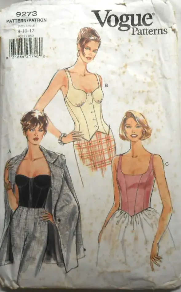 *RARE*VOGUE 9237 BUSTIERS- LINED TOPS SIZE 8-10-12 COMPLETE-CUT TO 12 - DIY BUSTIER, BUSTIER PATTERN