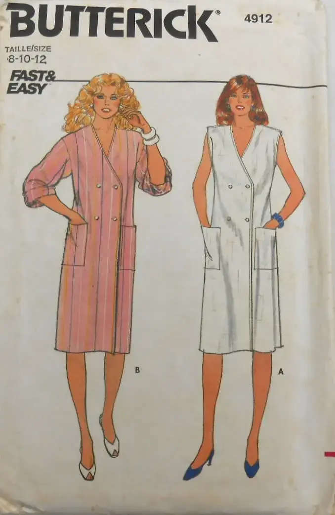 BUTTERICK 4912 LOOSE FITTING DRESS SIZE 8-10-12 COMPLETE-CUT TO 12 - sewing patten