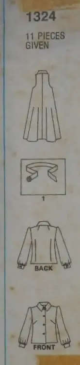 VINTAGE STYLE 1324 PINAFORE DRESS -BLOUSE SIZE 10-BUST 83 CM-COMPLETE-ZIPLOC BAG SEWING PATTERN