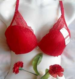EXTREMELY SEXY, GOOD QUALITY, RED LACEY PADDED PUSH UP BRA!!! 32A & 36A