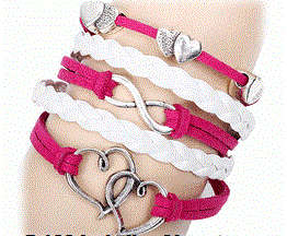A MUST HAVE - Dark pink and white infinity bracelet