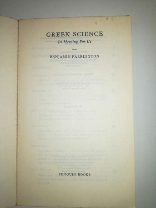 A PELICAN ORIGINAL ,Greek Science ,by Benjamin Farrington