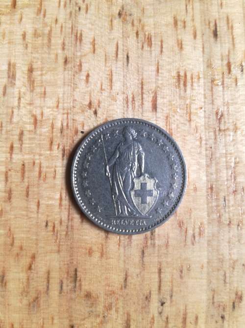 1980 SWITZERLAND SILVER 1/2 Francs Coin HELVETIA Symbolizes SWISS Nation