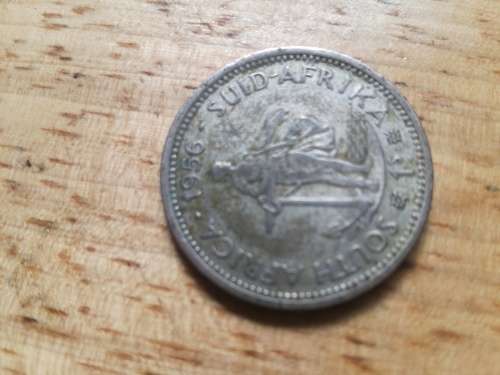 1956 SOUTH AFRICA Jan van Riebeeck Woman Anchor Silver 10 Cents Coin i84233