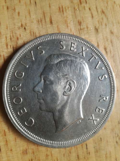 1952 SOUTH AFRICA 300th Cape Town Riebeeck w SHIP Silver 5 Shillings Coin i73874