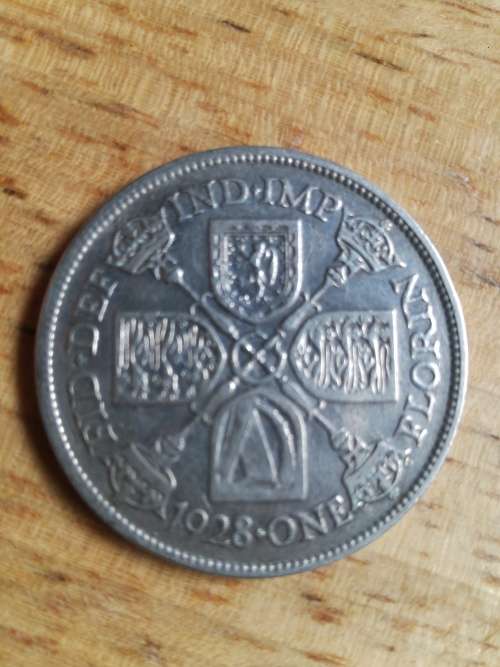 AMAZING OFFER 1928 United Kingdom Great Britain GEORGE V Silver One Florin Coin UG VG10