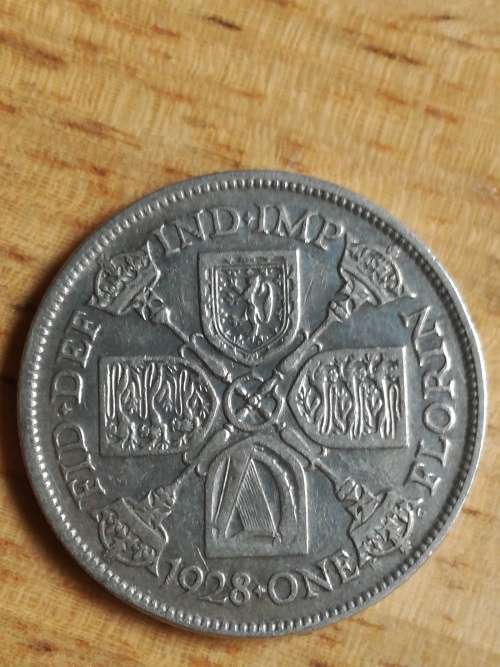AMAZING OFFER 1928 United Kingdom Great Britain GEORGE V Silver One Florin Coin UG VG10