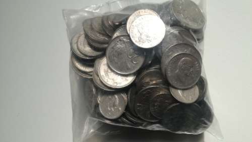 1Kg mixed South African 5c 10c and20c 86x5c ,64x10c 34x20c nickel coins