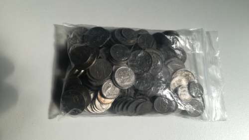 1Kg mixed South African 5c 10c and20c 86x5c ,64x10c 34x20c nickel coins