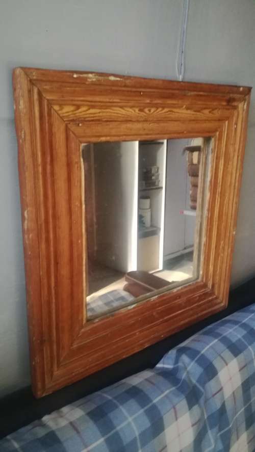 VINTAGE STYLED FRAMED MIRROR ,Suspect its teak