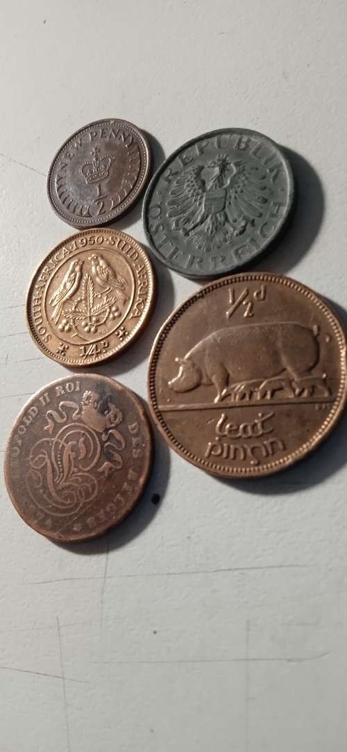 5 Collectable Coins ,Eng ,Belg ,Ger ,S.A&Irish