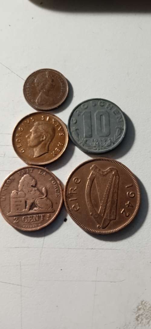 5 Collectable Coins ,Eng ,Belg ,Ger ,S.A&Irish