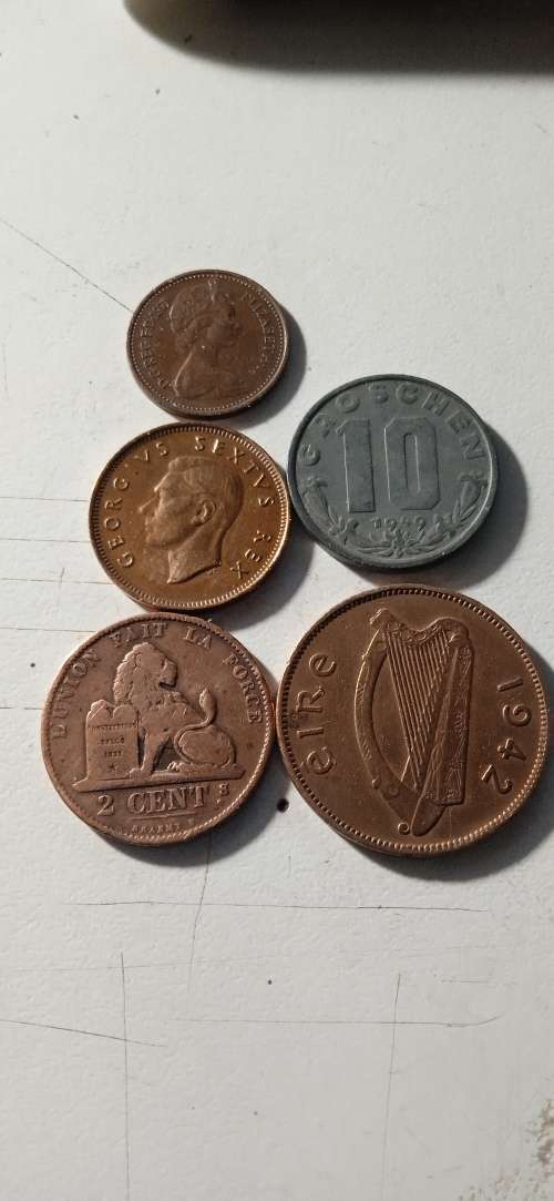 5 Collectable Coins ,Eng ,Belg ,Ger ,S.A&Irish