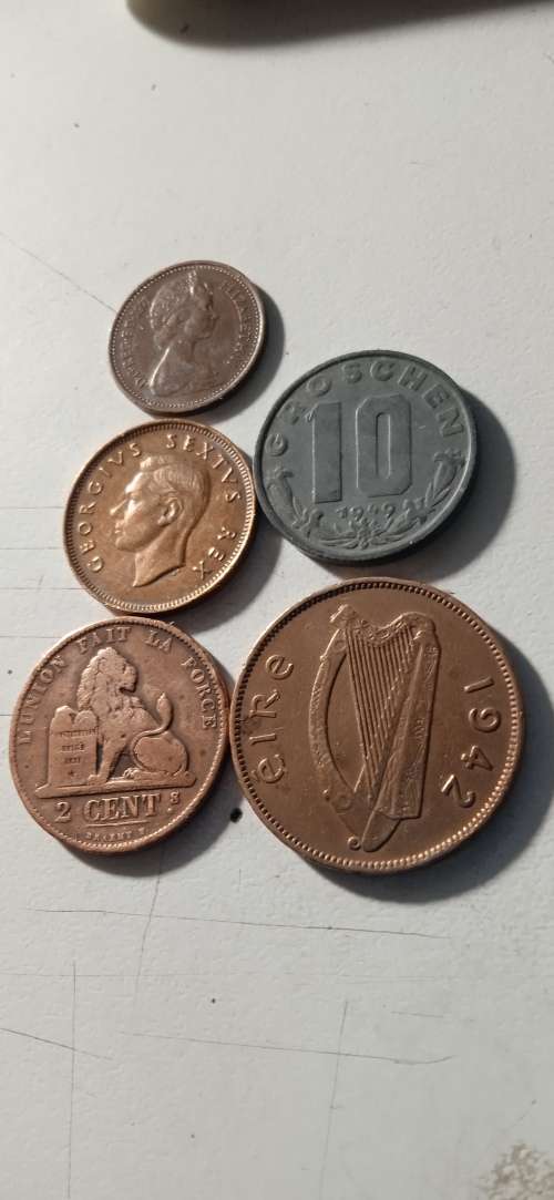 5 Collectable Coins ,Eng ,Belg ,Ger ,S.A&Irish