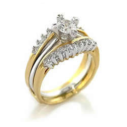 0.5 Carat CLEAR CZ 2 PIECE WEDDING/ ENGAGEMENT RING SET SIZE 7