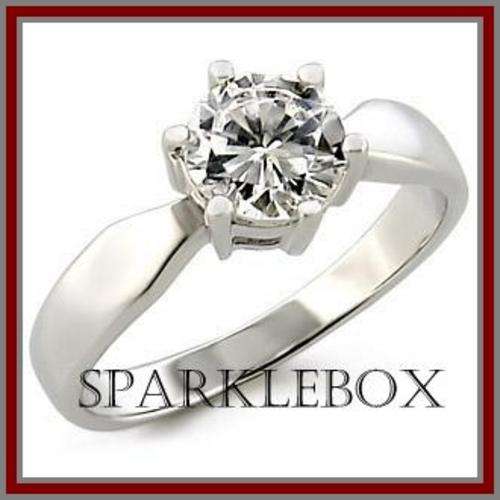 ~PRINCESS CUT SOLITAIRE SIMULATED DIAMOND BAND RING SIZE 6***~