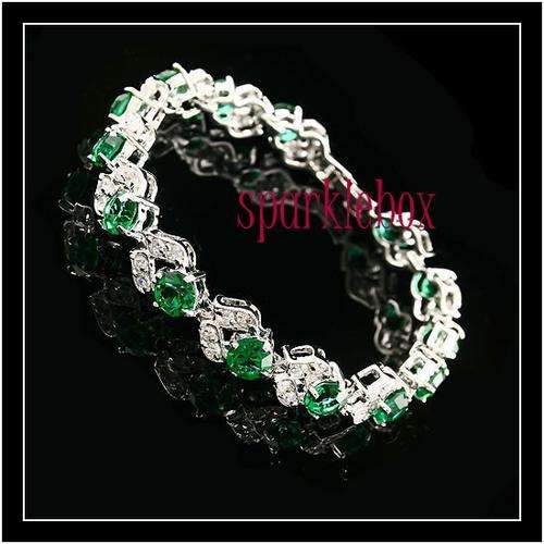 ***EXCUISITE CZ EMERALD GREEN TENNIS BRACELET***