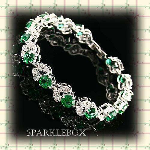 ***EXCUISITE CZ EMERALD GREEN TENNIS BRACELET***