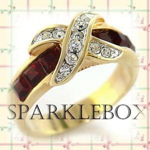 **FREE GIFTBAG***STUNNING RUBY RED CZ BAND RING*** SIZE 6