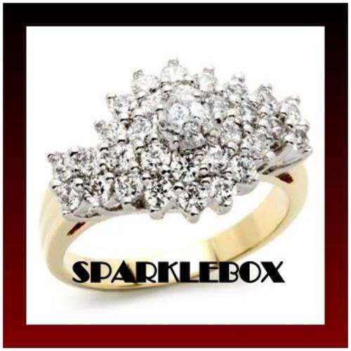**BEAUTIFUL CLUSTER SETTING SIMULATED DIAMOND RING**SIZE 6