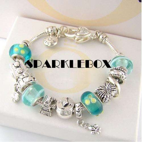 BELLA  STYLE - CHARM BRACELET -LIGHT BLUE CHARM BRACELET