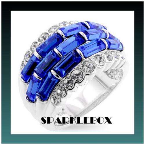 **GORGEOUS SAPPHIRE BAGUETTE WEDDING BAND RING**SIZE 10