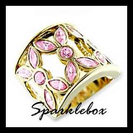 **Amazing Flower Setting Ice Pink CZ Thick Band Ring**SIZE 7