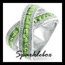 GLAMOROUS 5.70CT GREEN PERIDOT SAPPHIRE CZ BAND RING **SIZE 6