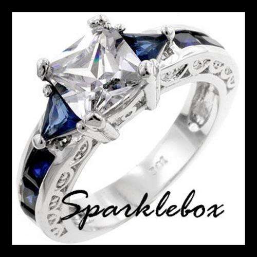 **!!SALE!!**3.5ct Sapphire CZ Princess Cut Ring**SIZE 8