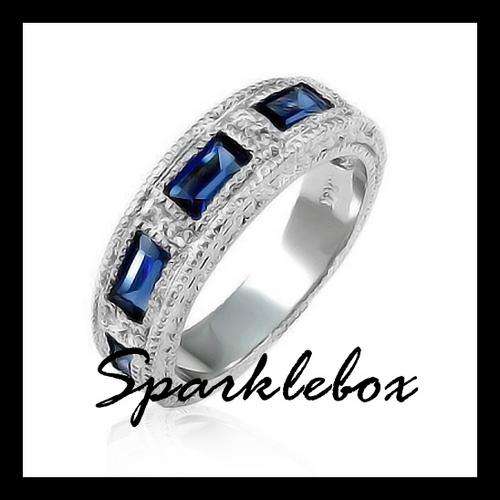 **!!SALE!!**Gorgeous Sapphire Simulated Diamond Band Ring**SIZE 8