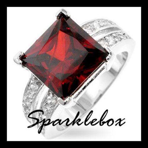 6ct Deep Garnet Princess CZ Designer Ring**SIZE 6