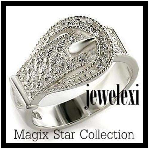 **INCLUDES FREE Postage!!!Gorgeous Buckle Style Simulated Diamond Band Ring**SIZE 7