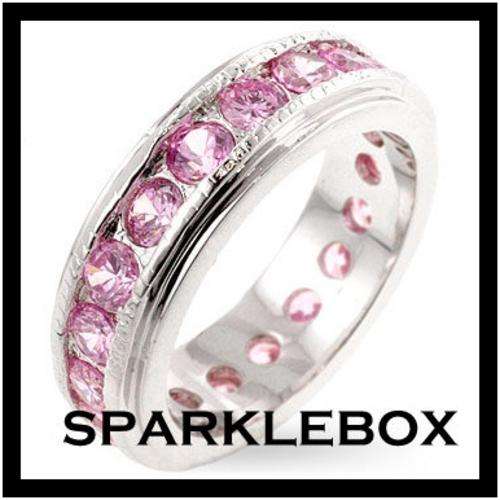 ***R50 STARTING PRICE***Ice Pink Channel Setting Eternity Band Ring**SIZE 10 ONLY